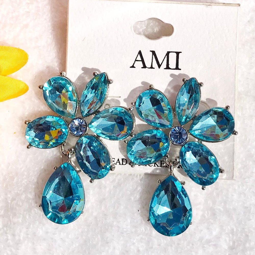 Boho Earrings Dress Crystal Rhinestone Post Dangle